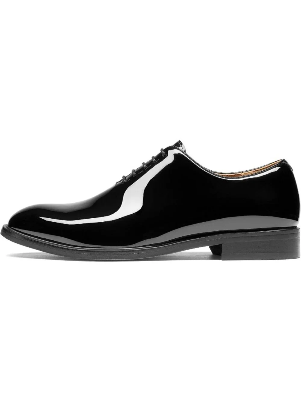 Men's Black Patent Faux Leather Lace Up Classic Comfort Oxford Formal Dress Shoe